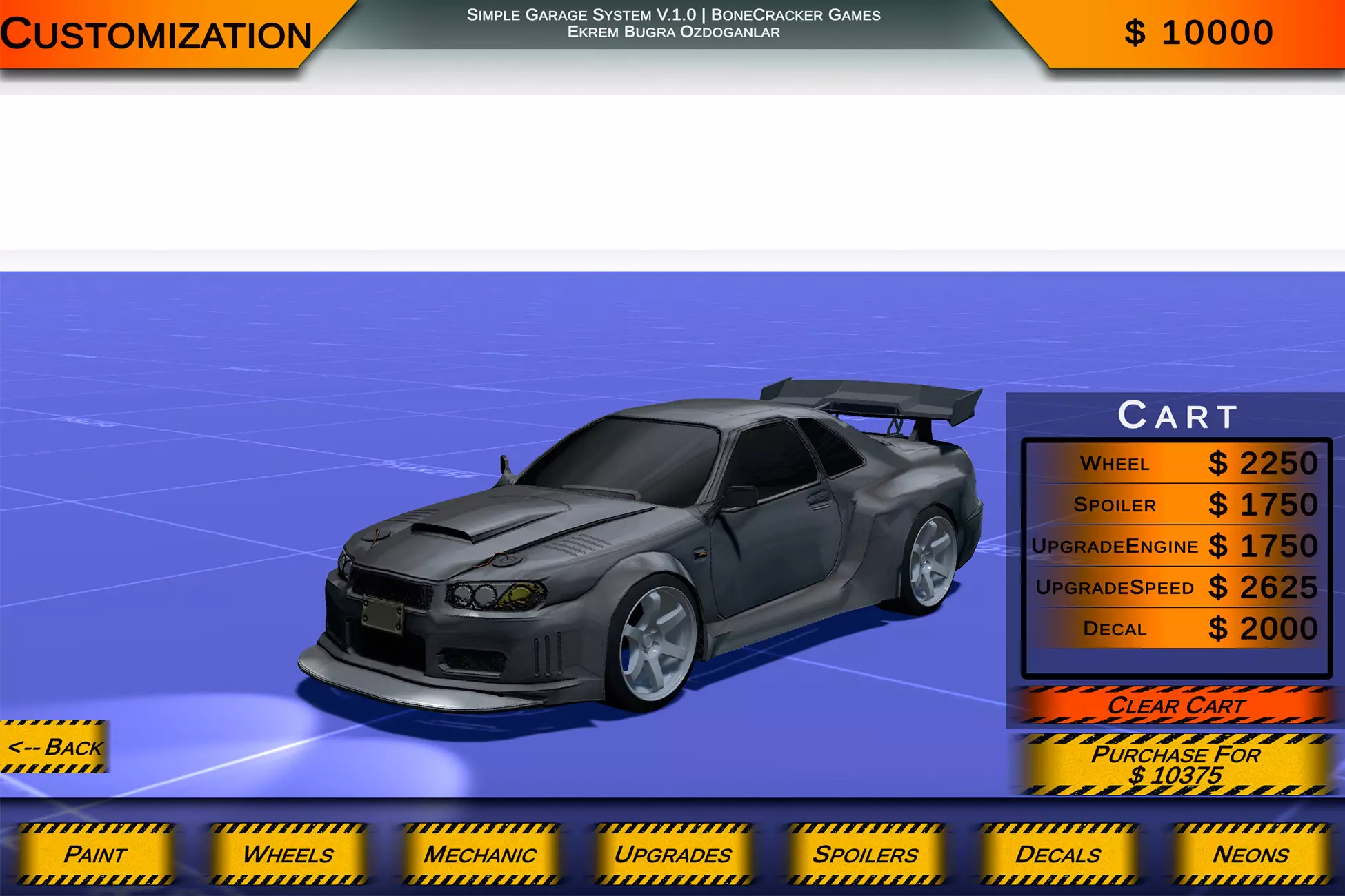 Download the free Simple Garage System for Realistic Car Controller Pro