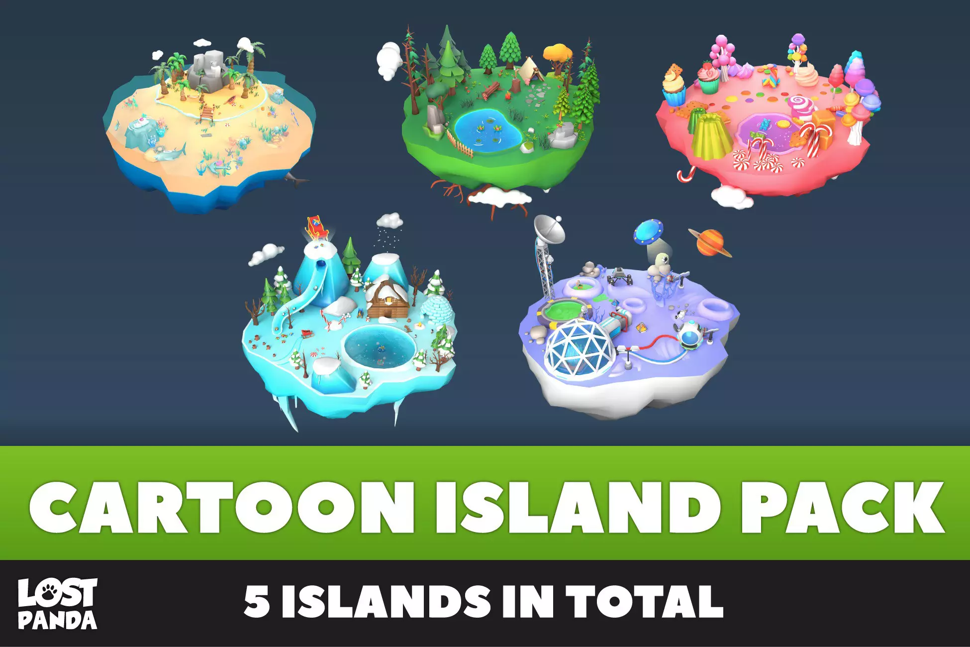 Low Poly Cartoon Island Pack - 3D - Free Download