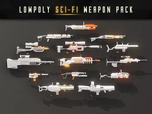 Download the Lowpoly Sci Fi Weapon Pack for free.