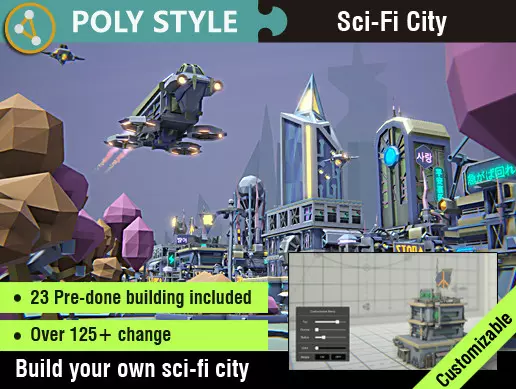 POLY STYLE - Sci-Fi City Customizable Pack – free download